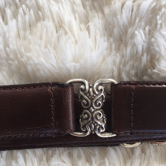 Vintage Fossil Silver Floral Buckle Leather Belt main image 4